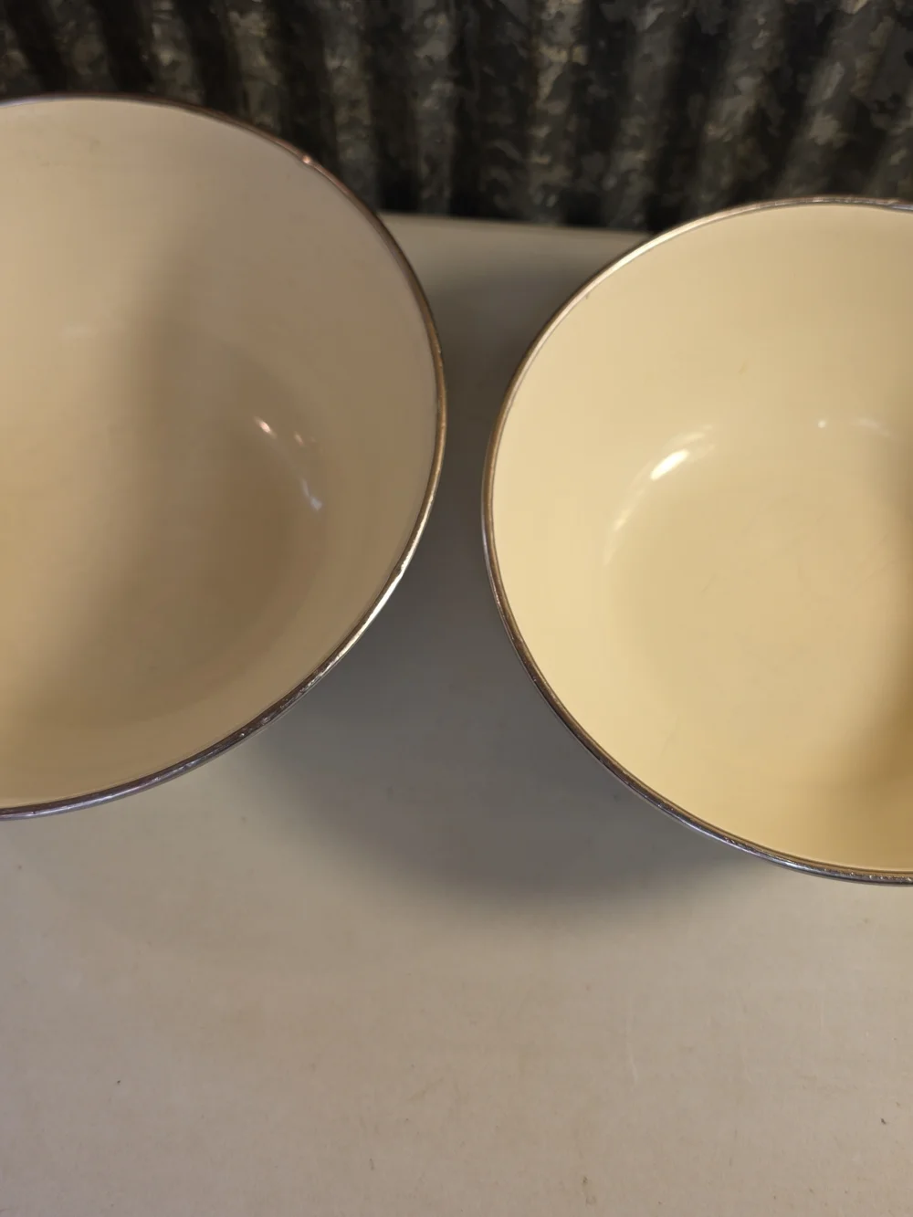 Cream Ceramic Serving Bowls with Yellow & Blue Floral Pattern
